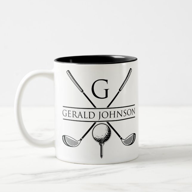 Golf Design Monogram Template Two-Tone Coffee Mug (Left)