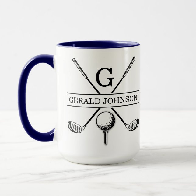 Golf Design Monogram Template Two-Tone Coffee Mug (Left)