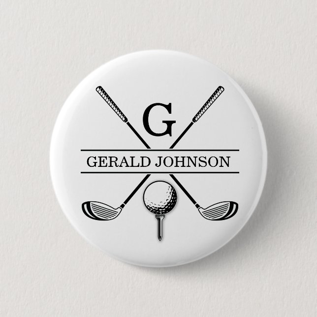Golf Design with Wreath Monogram Template 6 Cm Round Badge (Front)