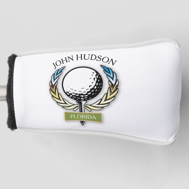 Golf Design with Wreath Monogram Template Golf Head Cover (Front)