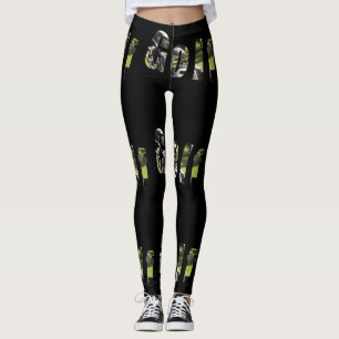 Golf Dimensional Logo, Ladies Black Leggings. Leggings