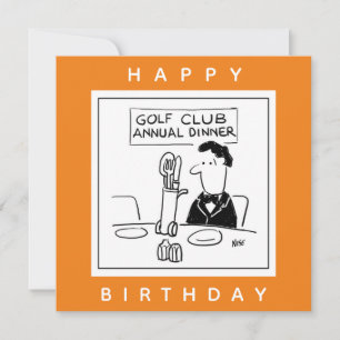 Golf Dinner has Cutlery in Golf Trolley Cartoon Card
