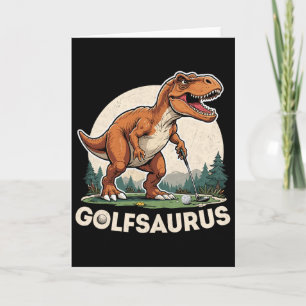 Golf Dinosaur Golfer T-rex Playing Golf Dino Golfi Card