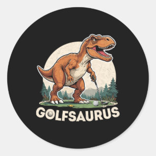 Golf Dinosaur Golfer T-rex Playing Golf Dino Golfi Classic Round Sticker
