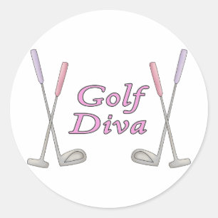 Golf Diva Classic Round Sticker