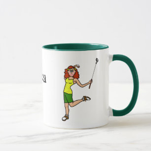 Golf Diva Red Hiar Woman Golfer Mug