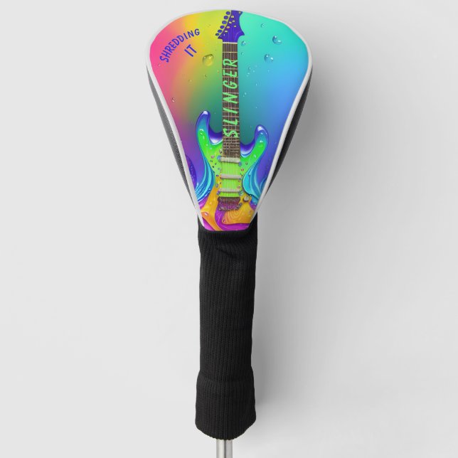 Golf Driver Cover Neon Guitar Boho Design (Front)
