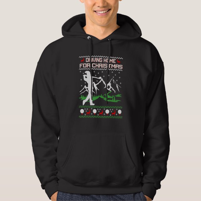 Golf Driving Home For Christmas Men's Ugly Xmas Sw Hoodie (Front)