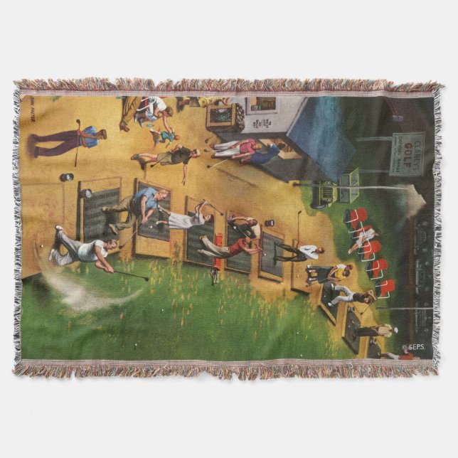 Golf Driving Range by John Falter Throw Blanket (Front)