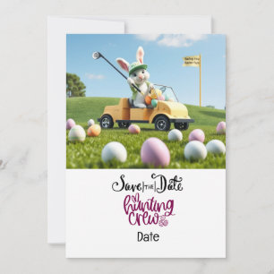 Golf Easter Bunny riding golf cart on golf course Invitation