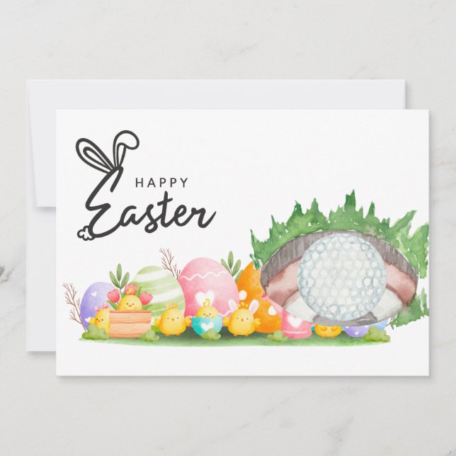Golf Easter card for golfer watercolor (Front)
