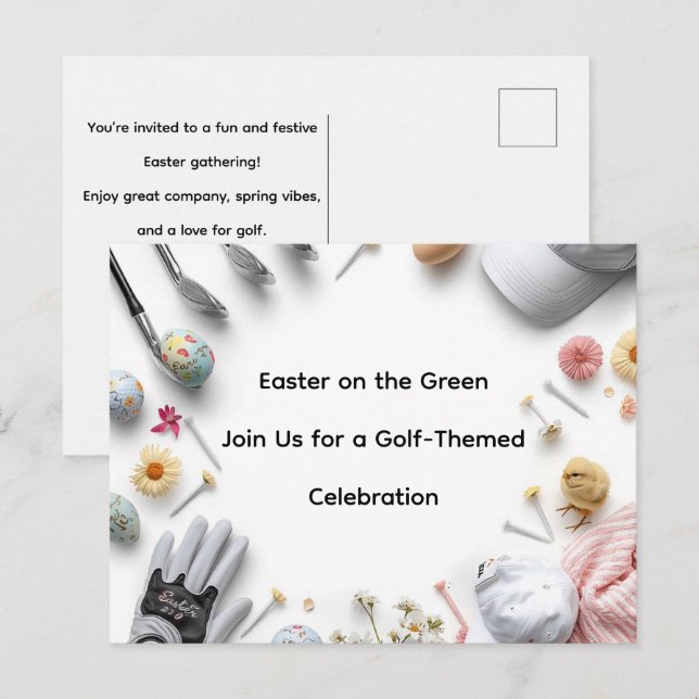 Golf Easter eggs balls and flower Invitation Card (Front/Back)