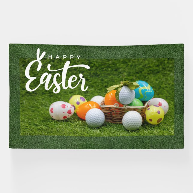 Golf Easter with balls and Eggs for golfer  Banner (Horizontal)