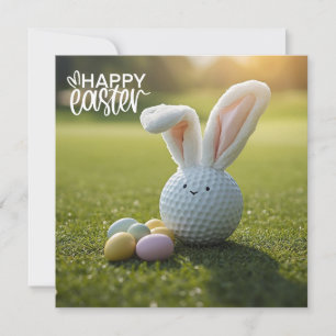 Golf Easter with golf ball bunny ear Holiday Card