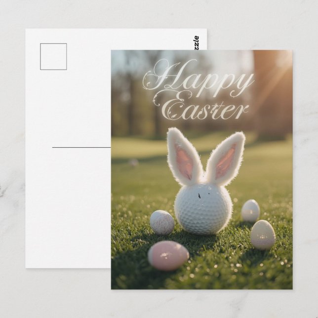 Golf Easter with golf ball on green grass Postcard (Front/Back)