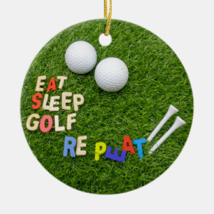 Golf eat sleep golf repeat ceramic tree decoration