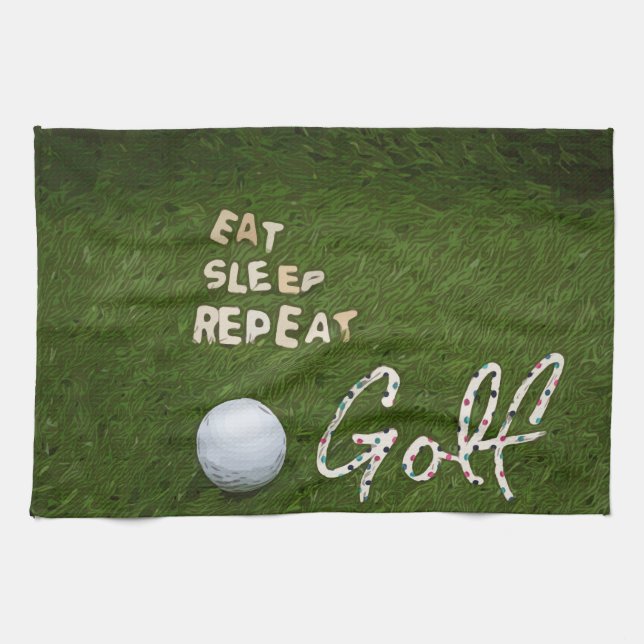 Golf Eat Sleep  Kitchen towel for Golfer (Horizontal)