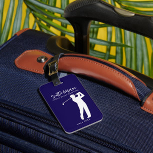 Golf Elegant Golfer Blue Luggage Tag