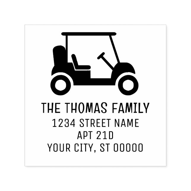 Golf Enthusiasts Golf Cart Sports Name Address Self-inking Stamp (Design)