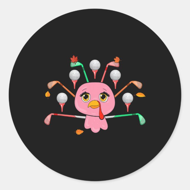 Golf Equipment As Thanksgiving Turkey Costume Play Classic Round Sticker (Front)