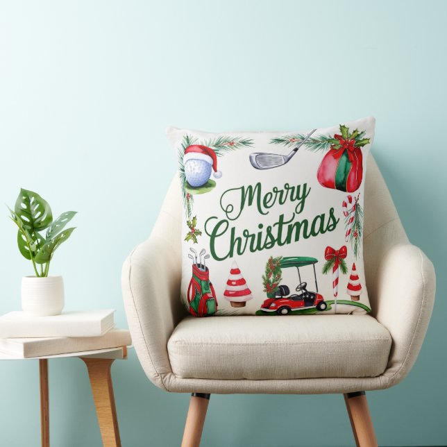 Golf Equipment Christmas themed for Golfer Cushion (Chair)