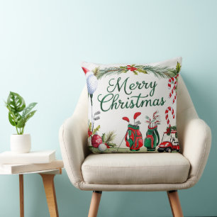 Golf Equipment Christmas themed for Golfer Cushion