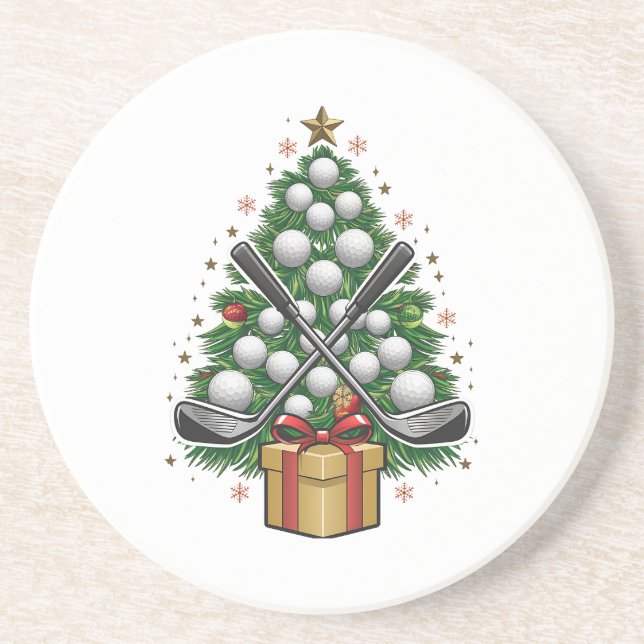 Golf Equipment Christmas Tree Christmas Golf Coaster (Front)