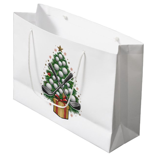 Golf Equipment Christmas Tree Christmas Golf Large Gift Bag (Front Angled)