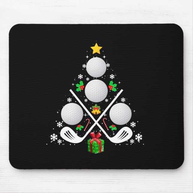 Golf Equipment Christmas Tree Christmas Golf  Mouse Mat (Front)