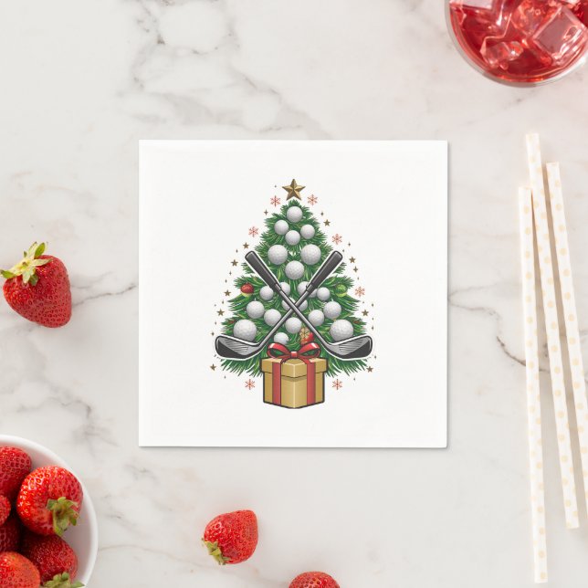 Golf Equipment Christmas Tree Christmas Golf Napkin (Insitu)