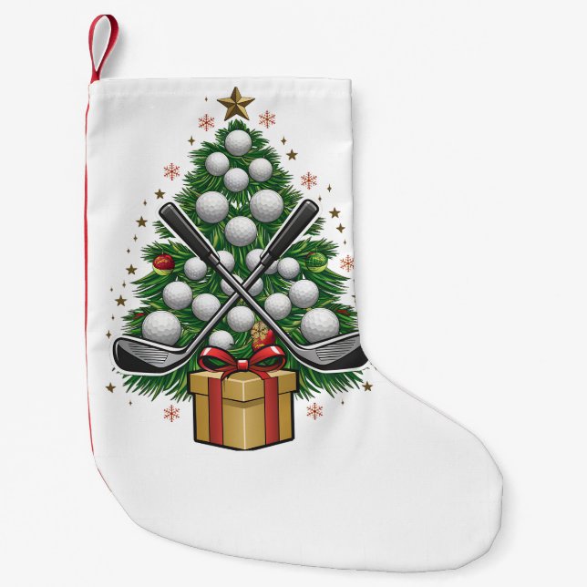 Golf Equipment Christmas Tree Christmas Golf Small Christmas Stocking (Front)