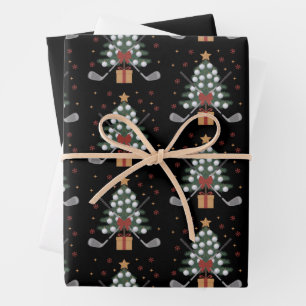 Golf Equipment Christmas Tree Christmas Golf Wrapping Paper Sheet