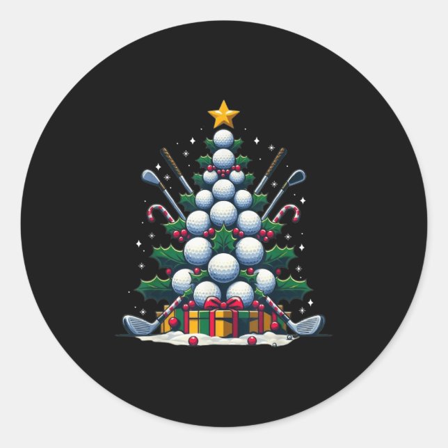 Golf Equipment Christmas Tree Christmas Golfer Wom Classic Round Sticker (Front)