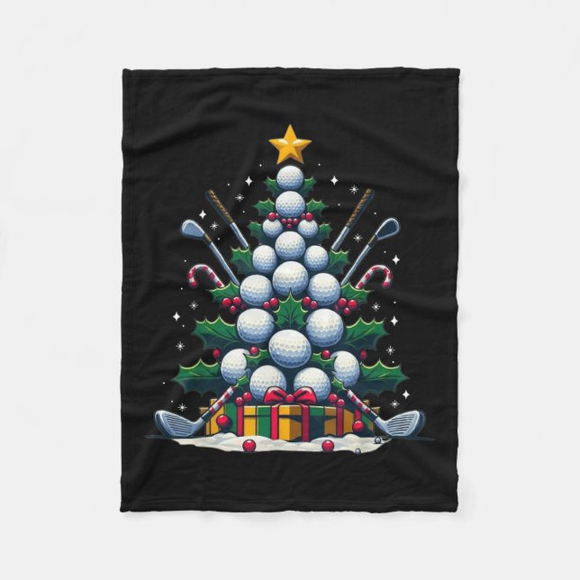 Golf Equipment Christmas Tree Christmas Golfer Wom Fleece Blanket (Front)