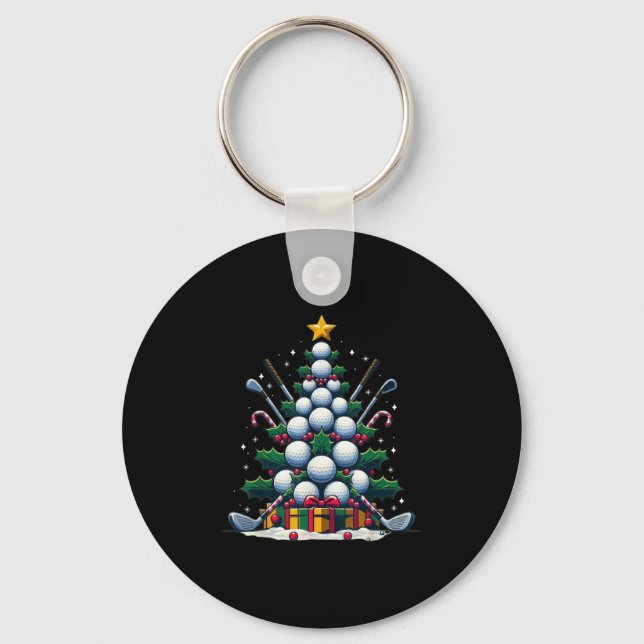 Golf Equipment Christmas Tree Christmas Golfer Wom Key Ring (Front)