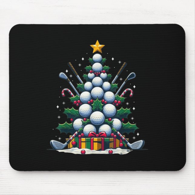 Golf Equipment Christmas Tree Christmas Golfer Wom Mouse Mat (Front)