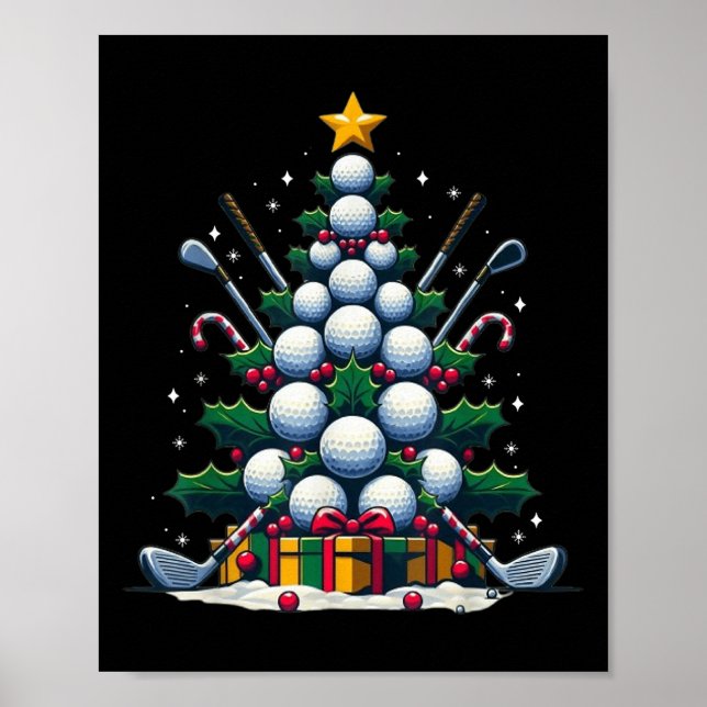 Golf Equipment Christmas Tree Christmas Golfer Wom Poster (Front)
