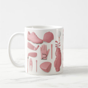 Golf Equipment in Pink themed for Lady golfer Coffee Mug