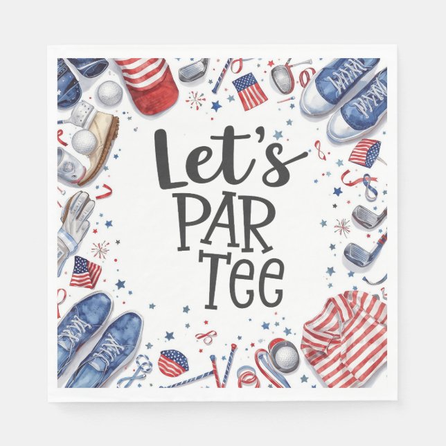 Golf Equipment with Text Let Par Tee Golf Party  Napkin (Front)