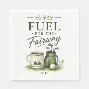 Golf equipment with text on green napkin