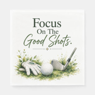 Golf equipment with text on green napkin