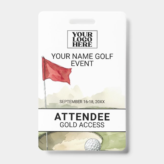 Golf Event Badge ID Badge (Front)