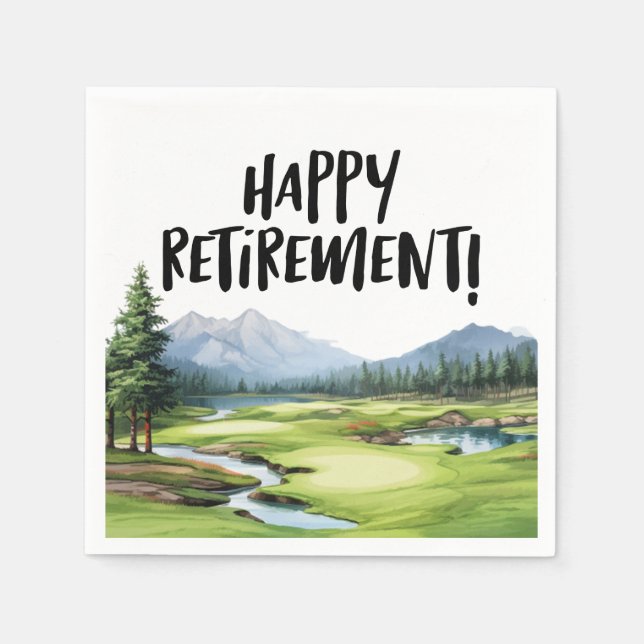 Golf Fairway Farewell: Retirement on the Green Napkin (Front)