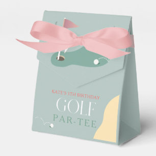 Golf Fairway Pink Flag Bow Girl's Birthday Par-Tee Favour Box