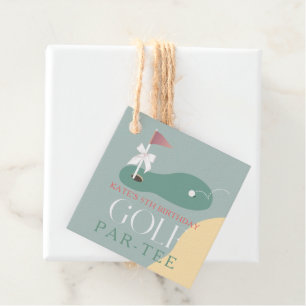 Golf Fairway Pink Flag Bow Girl's Birthday Par-Tee Favour Tags