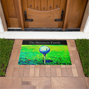 Golf Family Name Sports Golfer Colourful Doormat