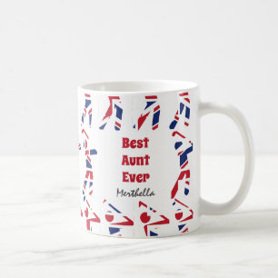 GOLF FAN Best Aunt Ever Personalised Union Jack Coffee Mug