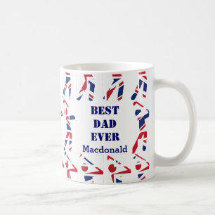 GOLF FAN Best Dad Ever Personalised Union Jack Coffee Mug