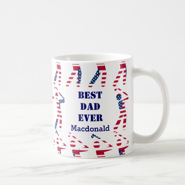 GOLF FAN Best Dad Ever Personalised USA Flag Coffee Mug (Right)