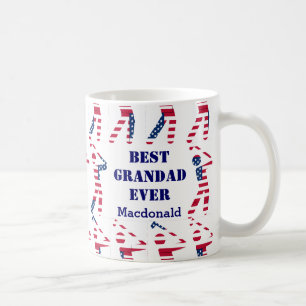 GOLF FAN Best Grandad Ever Personalised USA Flag Coffee Mug